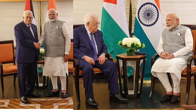 PM Modi Meets Palestinian President Mahmoud Abbas Amid Gaza Crisis