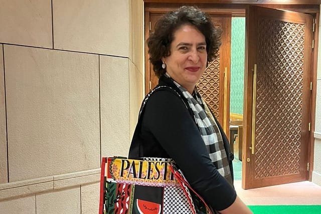Priyanka Gandhi’s Palestine Bag Sparks Political Row, Draws Pakistani Minister’s Praise